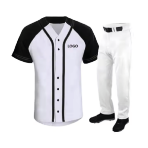 White Baseball Jersey with Black Raglan Sleeves and White Pants - AW-SW-2207