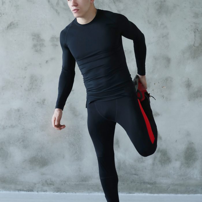 man exercising / man in black